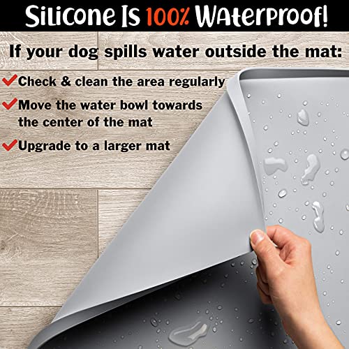 Dog Food Mat Waterproof Dog Bowl Mat for Food and Water (Large: 24" x 16" / Mist)