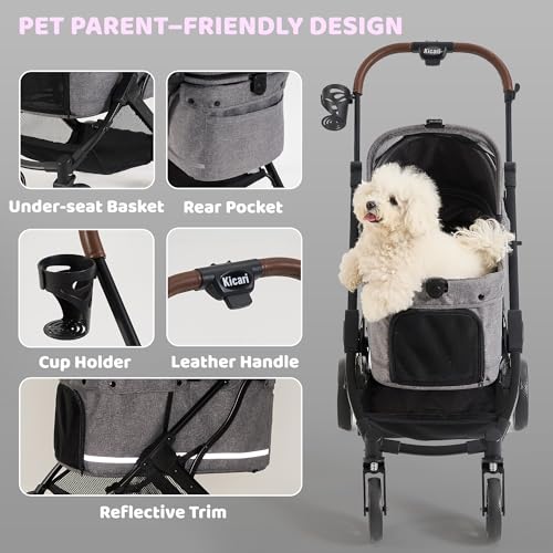 All Terrain Dog Stroller for Small to Medium Dogs (Charcoal Gray)