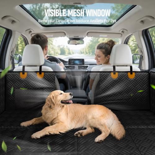 Dog Car Seat Cover for Back Seat (orange / 51"-Compact Cars & Subcompact SUVs)