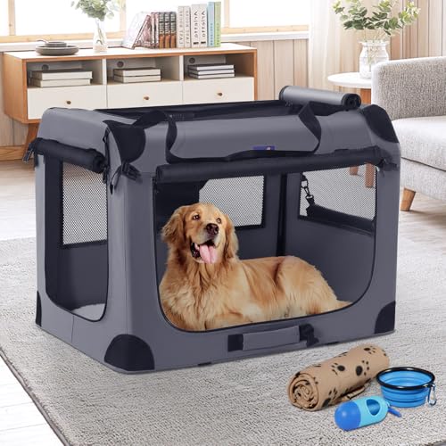 Collapsible Dog Crate (Gray / 40.0"L x 27.0"W x 27.0"H)