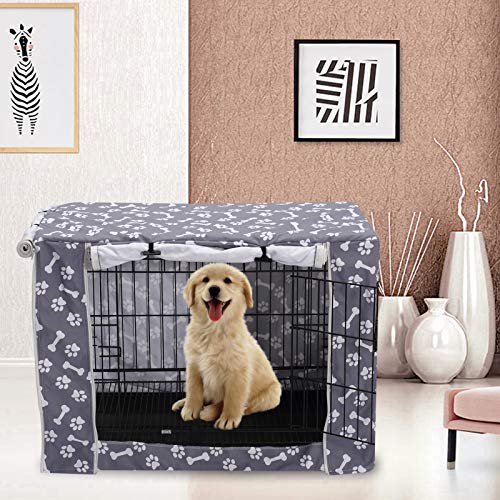 Dog Crate Cover Durable Polyester Pet Kennel Cover Universal Fit for Wire Dog Crate (48.0"L x 30.3"W x 32.0"H / Sky Gray)