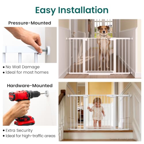 2 Pack 30 54" Baby Gate for Stairs (White / 30"-54" W x 30.5" H | 2 Pack)