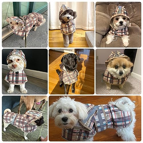 Dog Raincoat Hooded Slicker Poncho with Leash Hole (M:15-20lbs / Cute Duck)