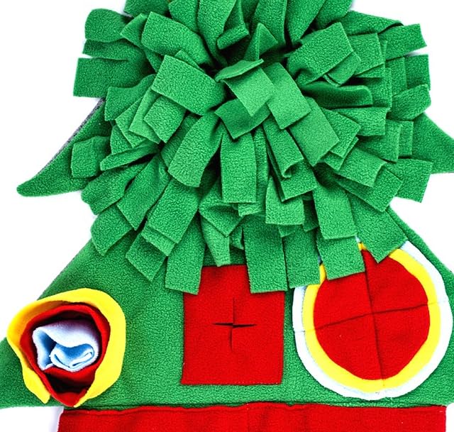 Ferret Cats Snuffle Mat Fleece Foraging Mats Interactive Feeding Toy Small Animal Rabbit Guinea Pig Rat Hamster Anti Slip Treat Dispenser Slow Feeder (Christmas Tree)