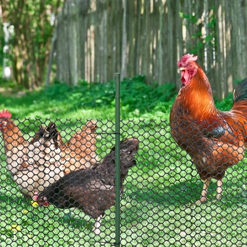 Animal Barrier Fence 12in x 33ft No Dig Garden Fence Mesh Fencing with Steel Stake Movable Portable Temporary for Poultry Dogs Rabbits Chicken Snake Barrier Garden Backyard Outdoor (12in x 33ft)