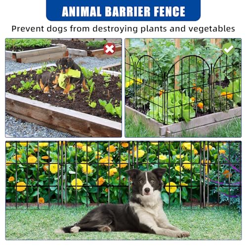 Decorative Garden Fence (10 Panels, 17in X 10.8ft / Black)