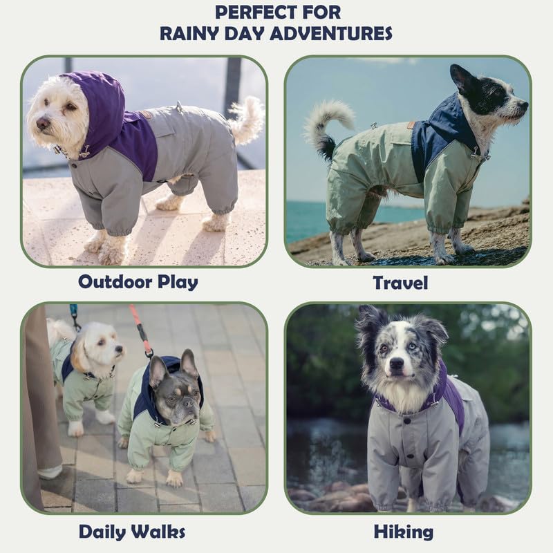 Dog Raincoat Full (XXL-Back(16.6-18.5″) | Weight(30-38lbs) / navy)