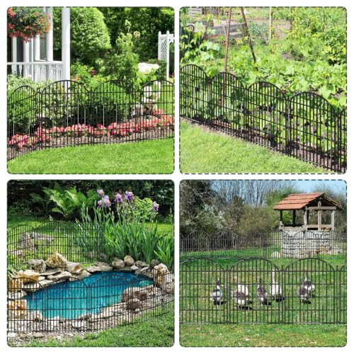 10 Panels No Dig Decorative Garden Fence (Black / 10 Panels, 22ft(L) x 33in(H))