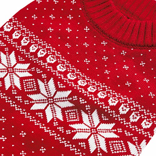 Christmas Snowflakes Holiday Festive Pullover Dog Sweater (12 inch (Pack of 1) / B Design: Dog - True Red)