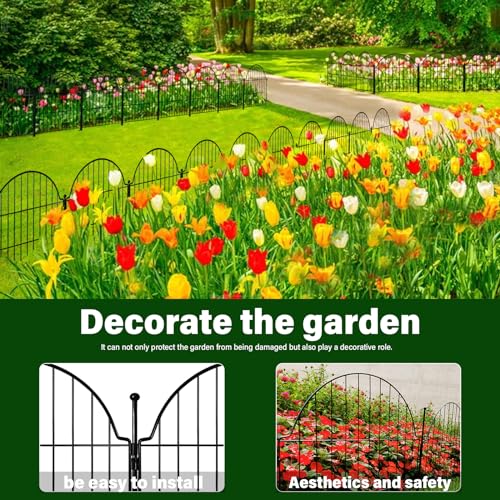 6 Panels No Dig Decorative Garden Fence for Yard (Black / 24 in(H))