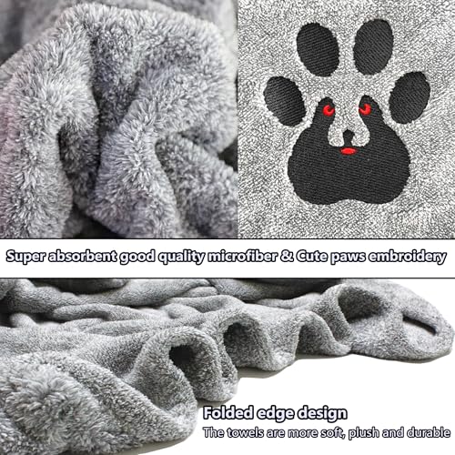 Extra Large Dog Towels for Drying Dogs 2 Pack (Grey and Black / XL-55" * 36")