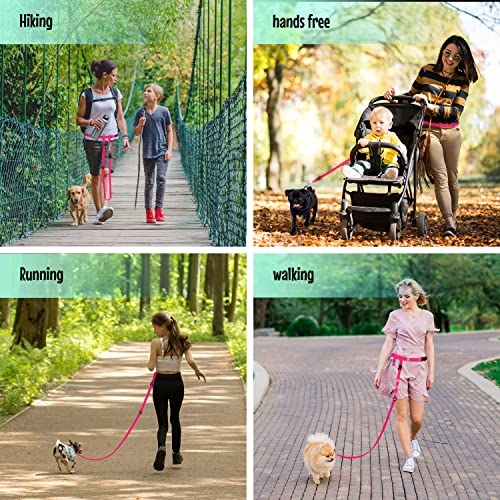 Hands Free Dog Leash (Small Dog System (Large Belt (27"- 50" Waist)) / Pink)
