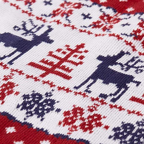 Ugly Christmas Reindeer Dog Sweater Turtleneck Holiday Family Matching Clothes for Dog (8 inch (Pack of 1) / B Design: Dog - Tango Red)
