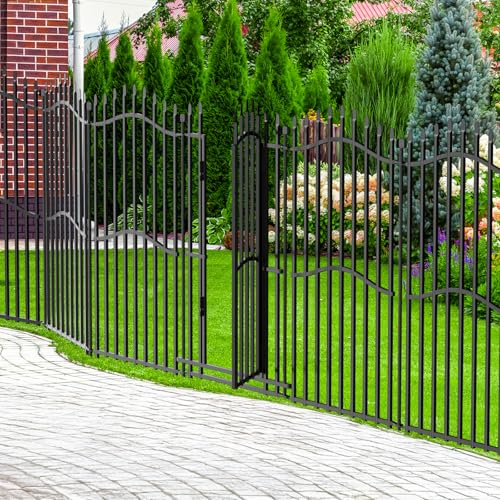 No Dig Garden Fence 48" H x 9'L with Gate Decorative Yard Dog Panels (48 in(H) X 9 ft(L))