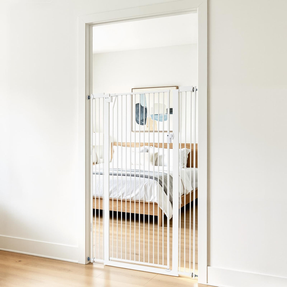 Extra Tall Pet Gate for Cats (White / 29-41" Wide x 56" Tall)