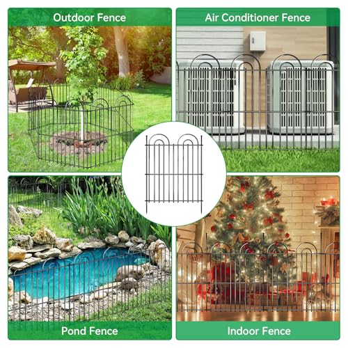 25 Panels No Dig Decorative Garden Fence (25 Pieces, 32in(H) x 50ft(L) / Black)