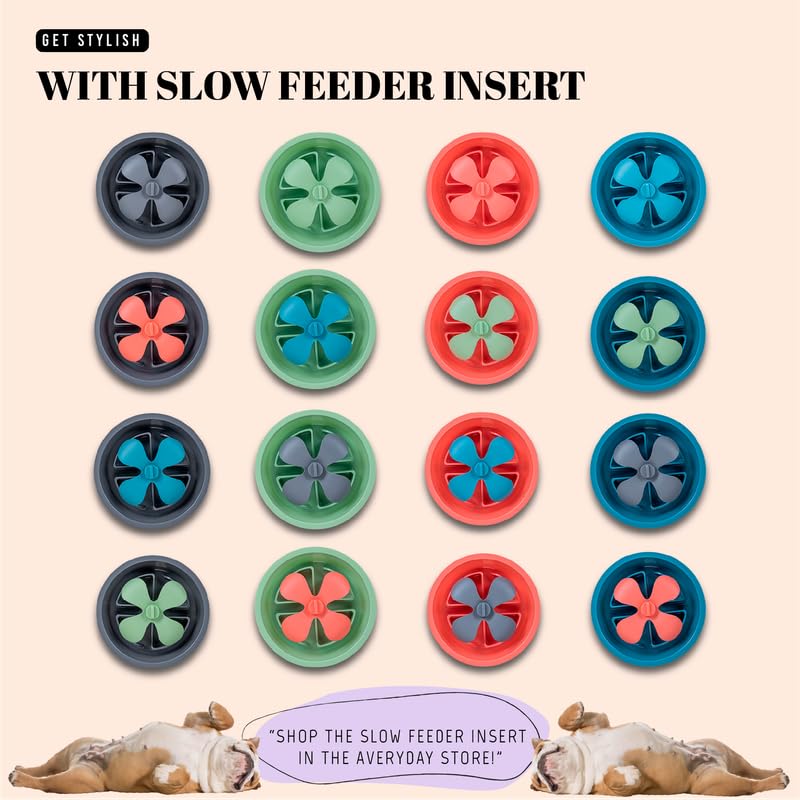 Slow Feeder Dog Bowls for Large Breeds Fits Raised Feeding Station (Slow Feeder Green / 2.5 Cup - Fit 7.5-7.7'' Feeder Holes)