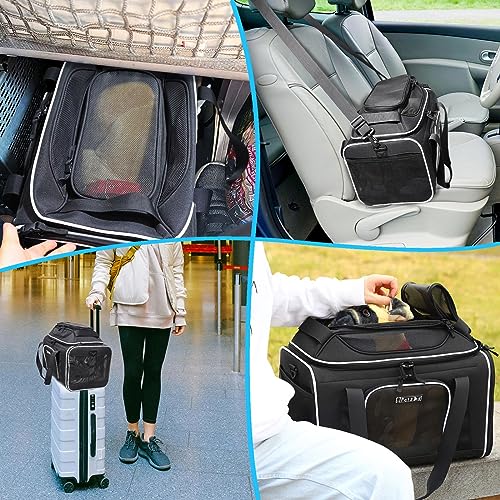 Top Expandable Small Pet Carrier 18"x13"x9.5" Airline Approved (18.0"L x 13.0"W x 9.5"H / Black)
