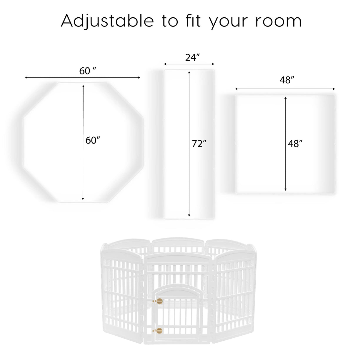 8 Panel Dog Playpen (8 Panel - 34" H / White)