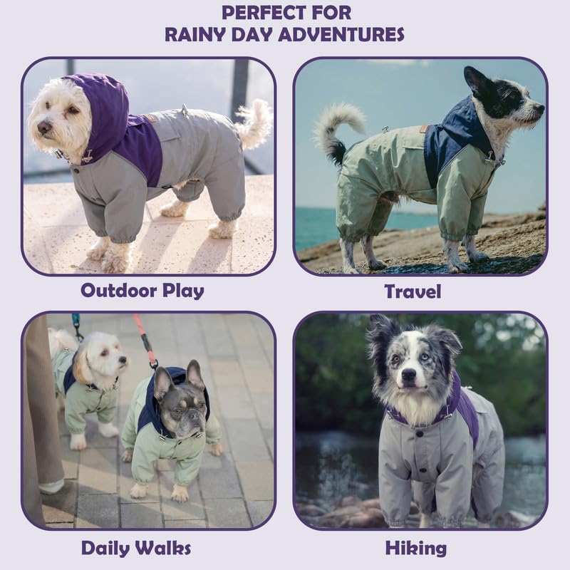 Dog Raincoat Full (XXS-Back(7.6″) | Weight(2-4lbs) / Purple)