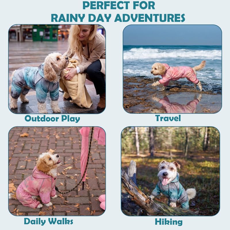 Dog Raincoat Waterproof Full Coverage Softshell Jacket (S-Back(9.5-11.4″) | Weight(8-12lbs) / Glacier Blue)
