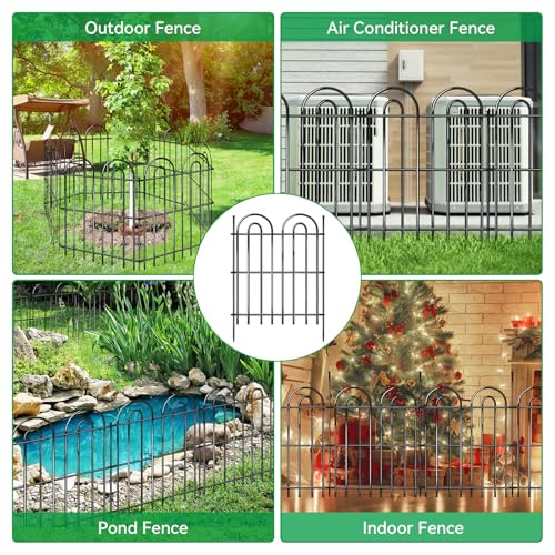 25 Panels Decorative Garden Fence (25 Panels, 32in(H) x 50ft(L) / Black)