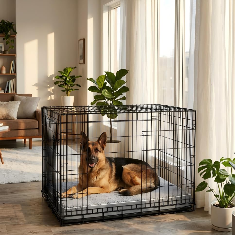 Waterproof Orthopedic Dog Bed for Crate Mat (Grey / 35"L x 22"W x 4"Th)
