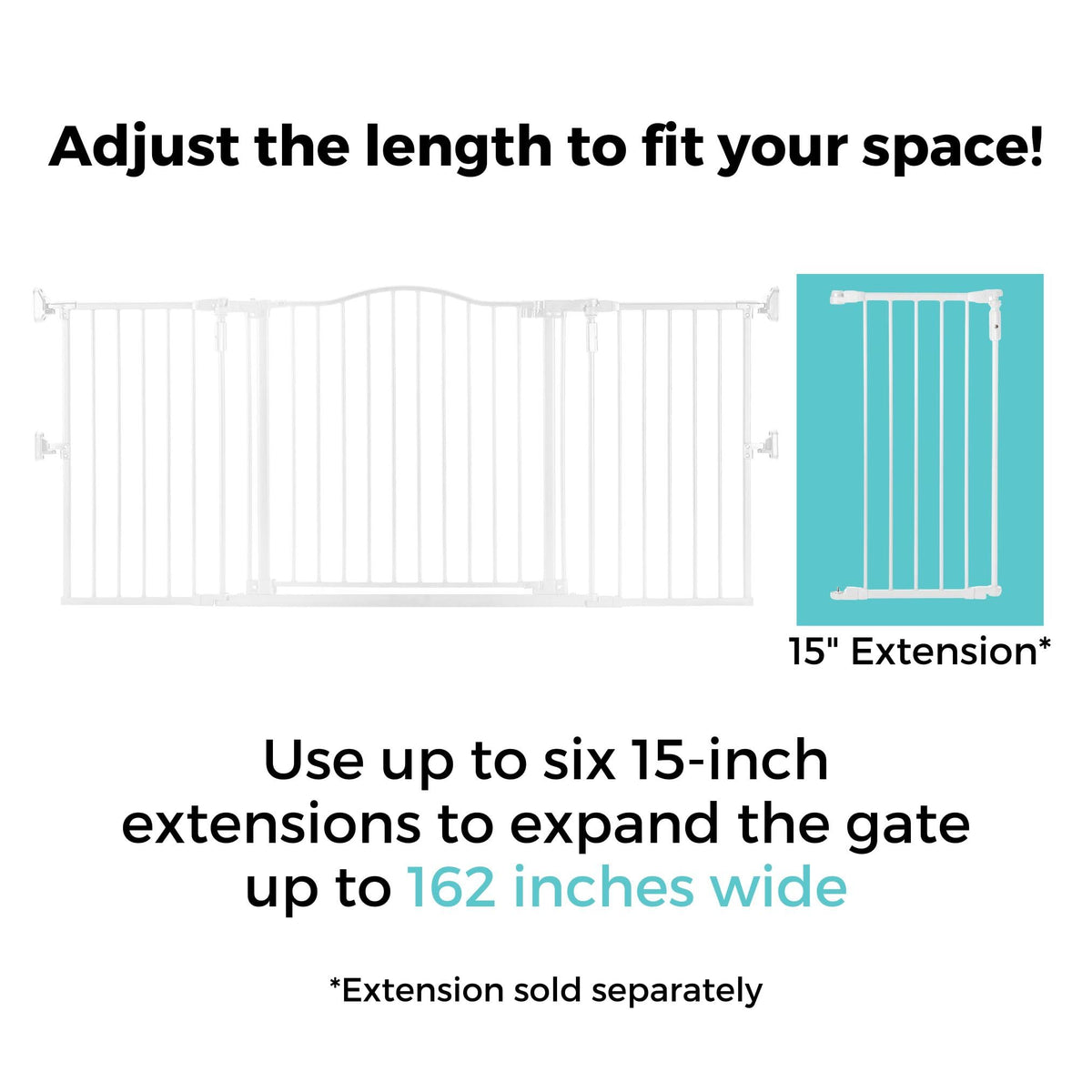 Deluxe Décor Universal Fit Safety Gate (White / 72" Wide)