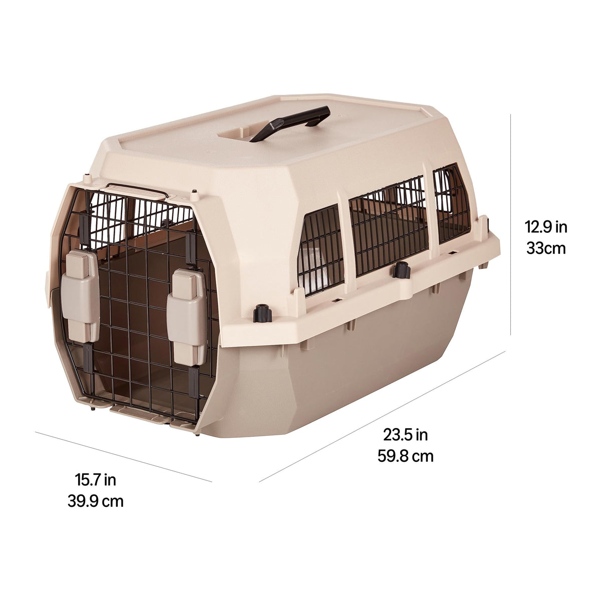Hard Sided Dog and Cat Kennel (Beige / 23.6"L x 15.7"W x 13.0"H)