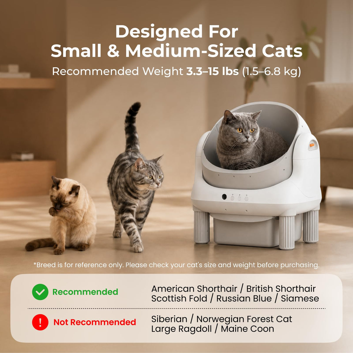 Open Top L1 Self Cleaning Litter Box (White)