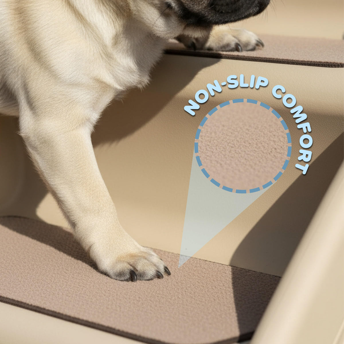 Pet Stairs Home and Vehicle Foldable Nonslip Dog Steps with 4 (Tan)