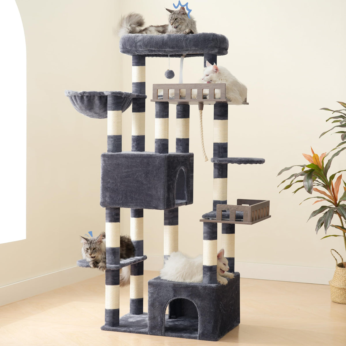 Maine Coon Cat Tree (68.5 inches / Dark Gray)