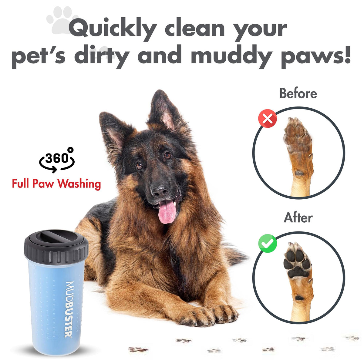 Lidded MudBuster Large Dog Paw Cleaner (Pro Blue / Large with Lid)