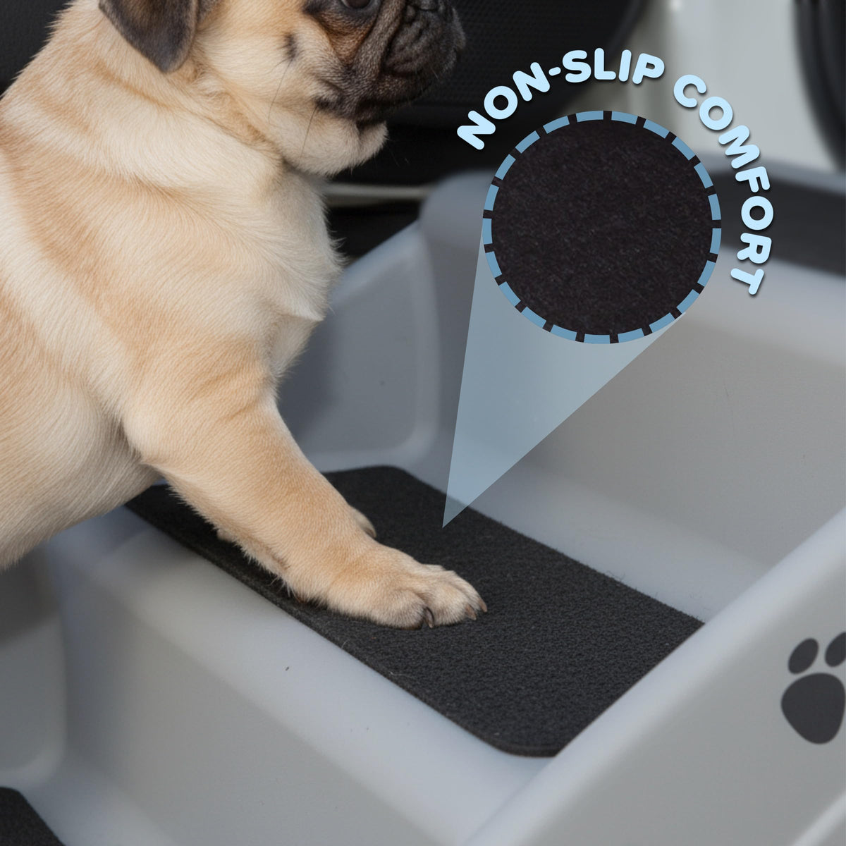 Lightweight Durable Plastic Dog Stairs (Gray)