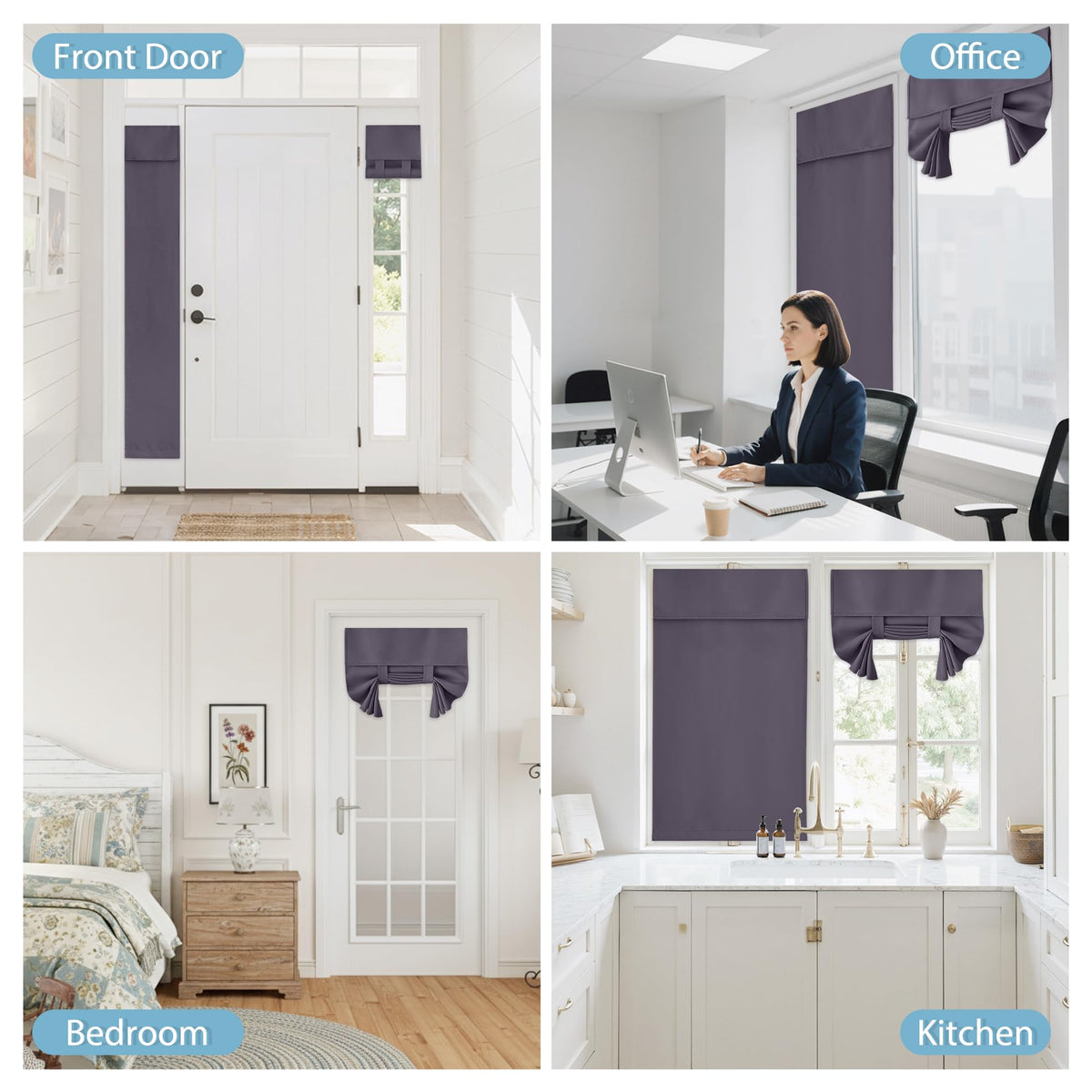 Blackout Door Window Curtains for Kitchen Back (Grayish Purple / 26"W x 40"L (Pack of 1))