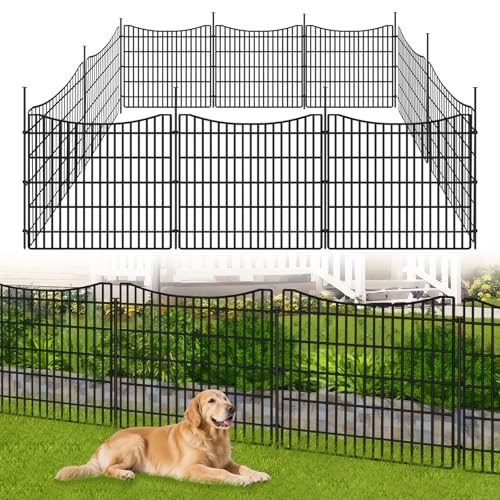 10 Panels No Dig Decorative Garden Fences (Black / 10 Panels-32in(H)x25.2ft(L)-Concave)