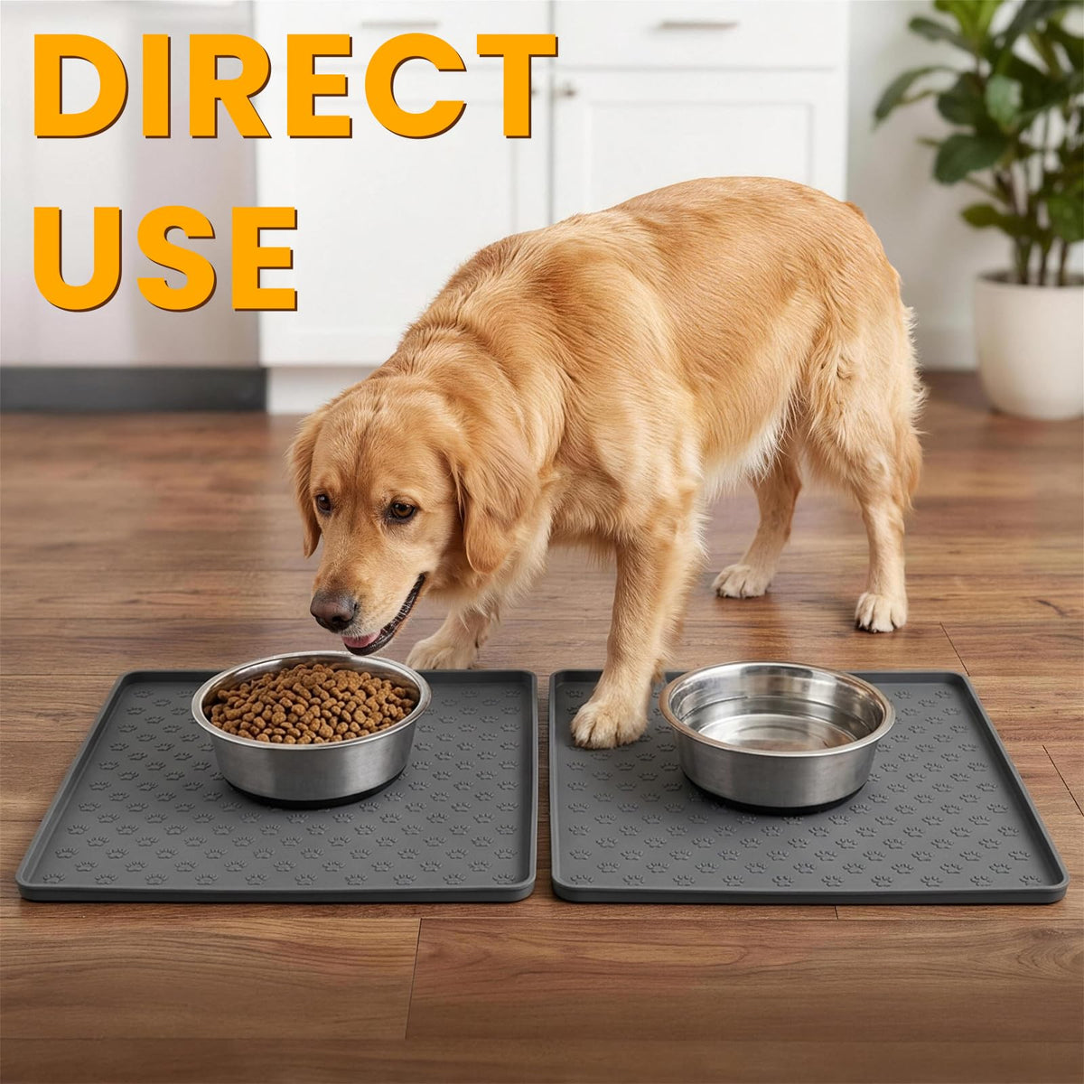 2 Pack Grey Pet Placemat for Dog and Cat (11.8"L x 11.8"W - 2 Pack / Grey)