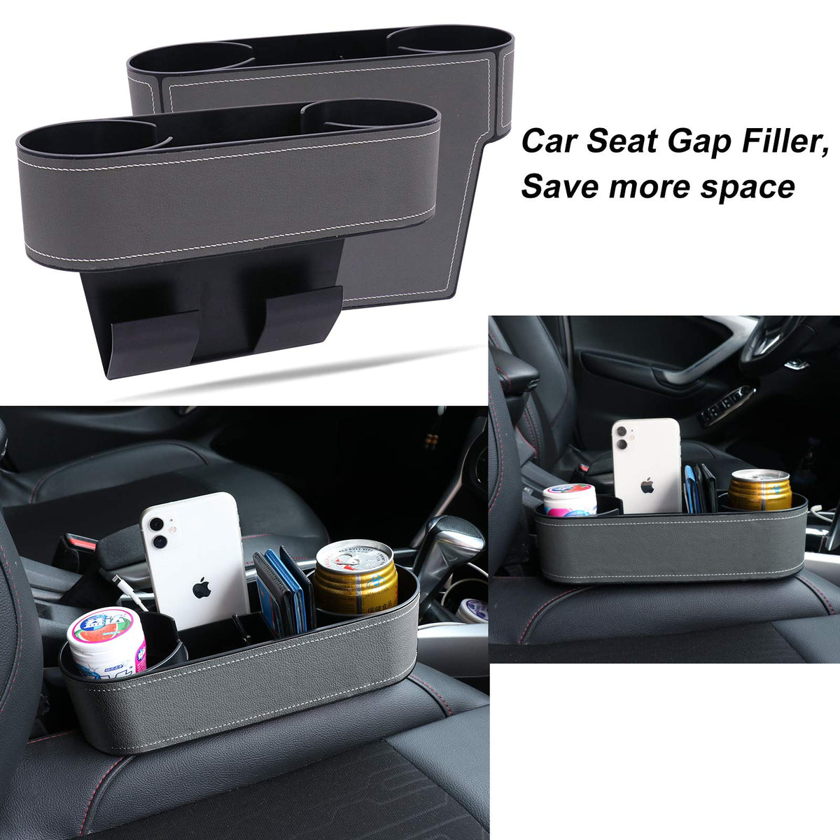 Car Seat Organizer Cup Drink Holders (UGBD-Gray)
