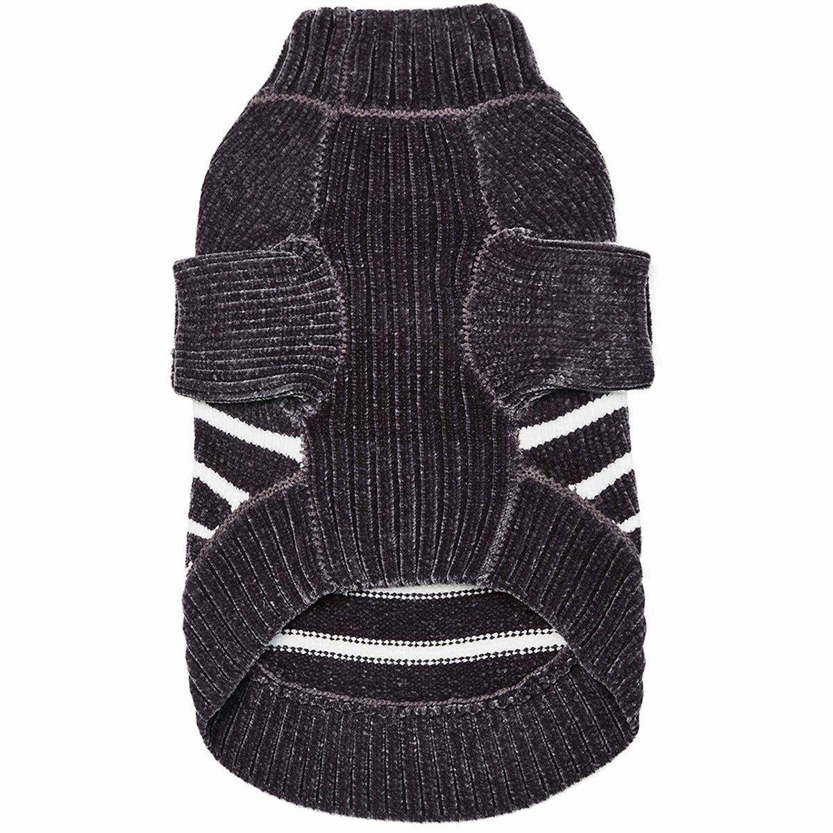 Cozy Soft Chenille Classy Striped Dog Sweater in Chic Grey (22 inch / Chic Grey)