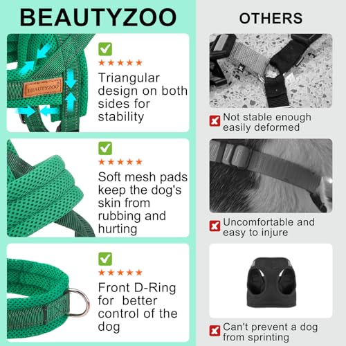 Dog Harness for Large Dogs (Green / L: Chest 26"-32")