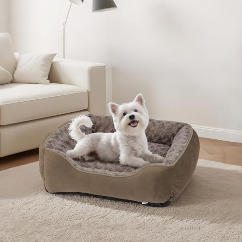 Rectangle Dog Bed for Large Medium Small Dogs (Dark Brown / XL(35"x 25"x 10"))
