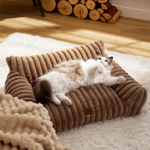 ComfyFleece® Shown on TV Fluffy Dog Couch for Pets (30x20x10" / Camel Brown)