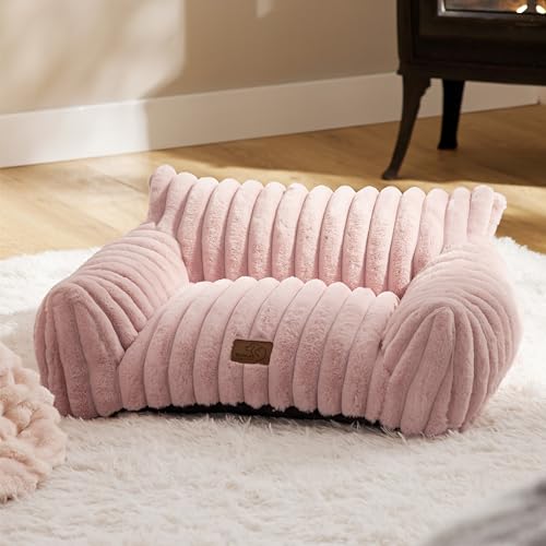 ComfyFleece® Shown on TV Fluffy Cat Couch for Pets (24x18x10" / Blush Pink)