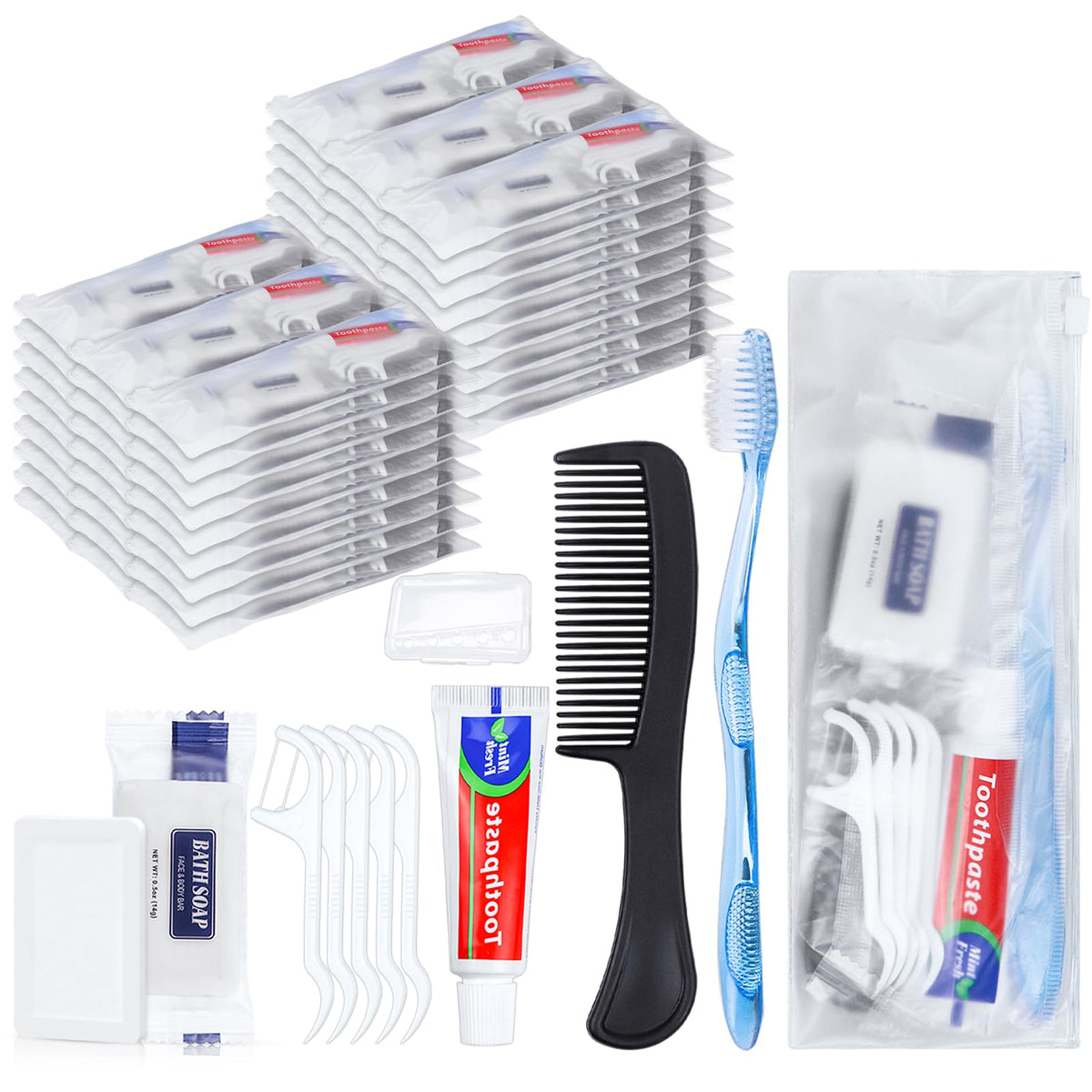 50 Sets Personal Hygiene Kit Basic Toiletry Kits Homeless Supplies (1 Count (Pack of 50))
