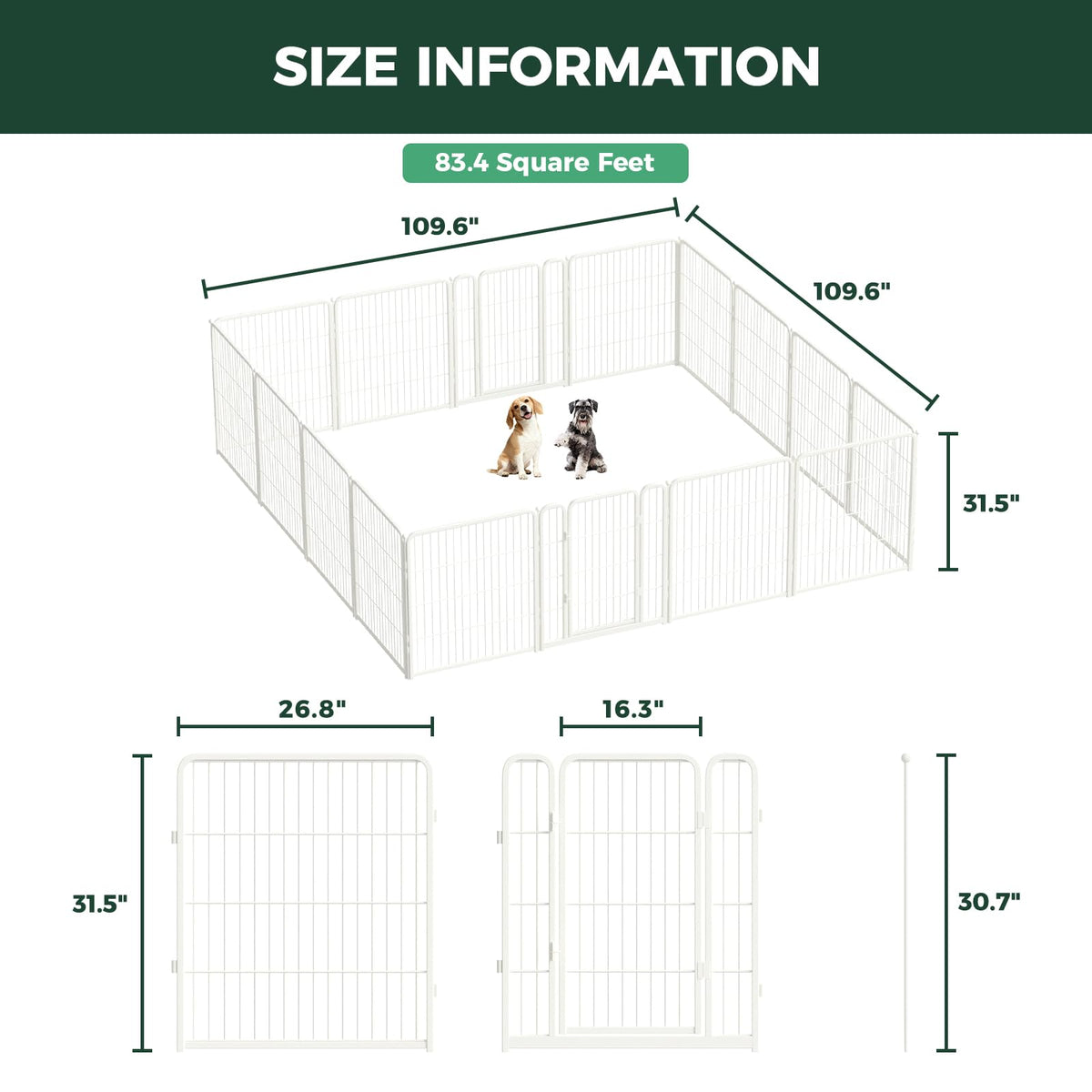 Homeplus Indoor Dog Playpen (White / 32"H)