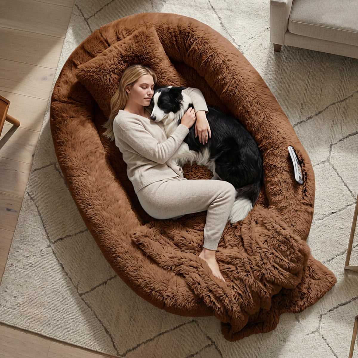 Human Dog Bed (71.0"L x 45.0"W x 12.0"Th / Brown)