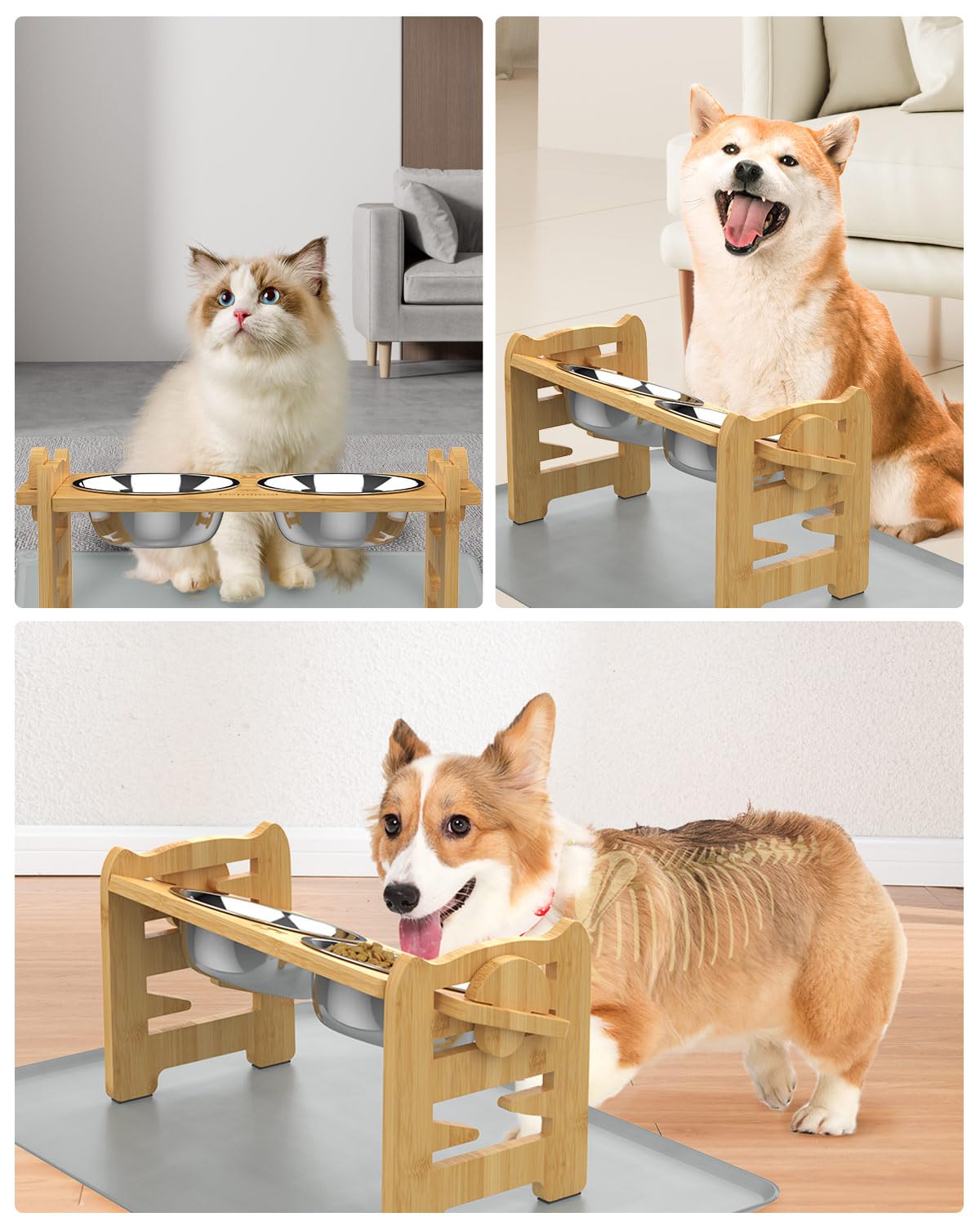 Elevated Dog Bowls (Bamboo / Small)