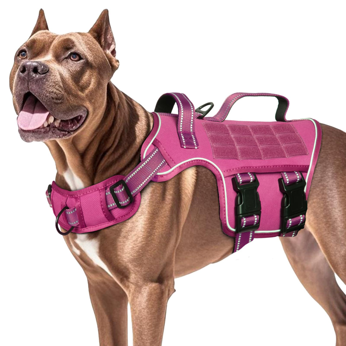 Dog Harness for Large Dogs (Pink / L(Neck:18-24",Chest:25-36"),45-80 lbs)