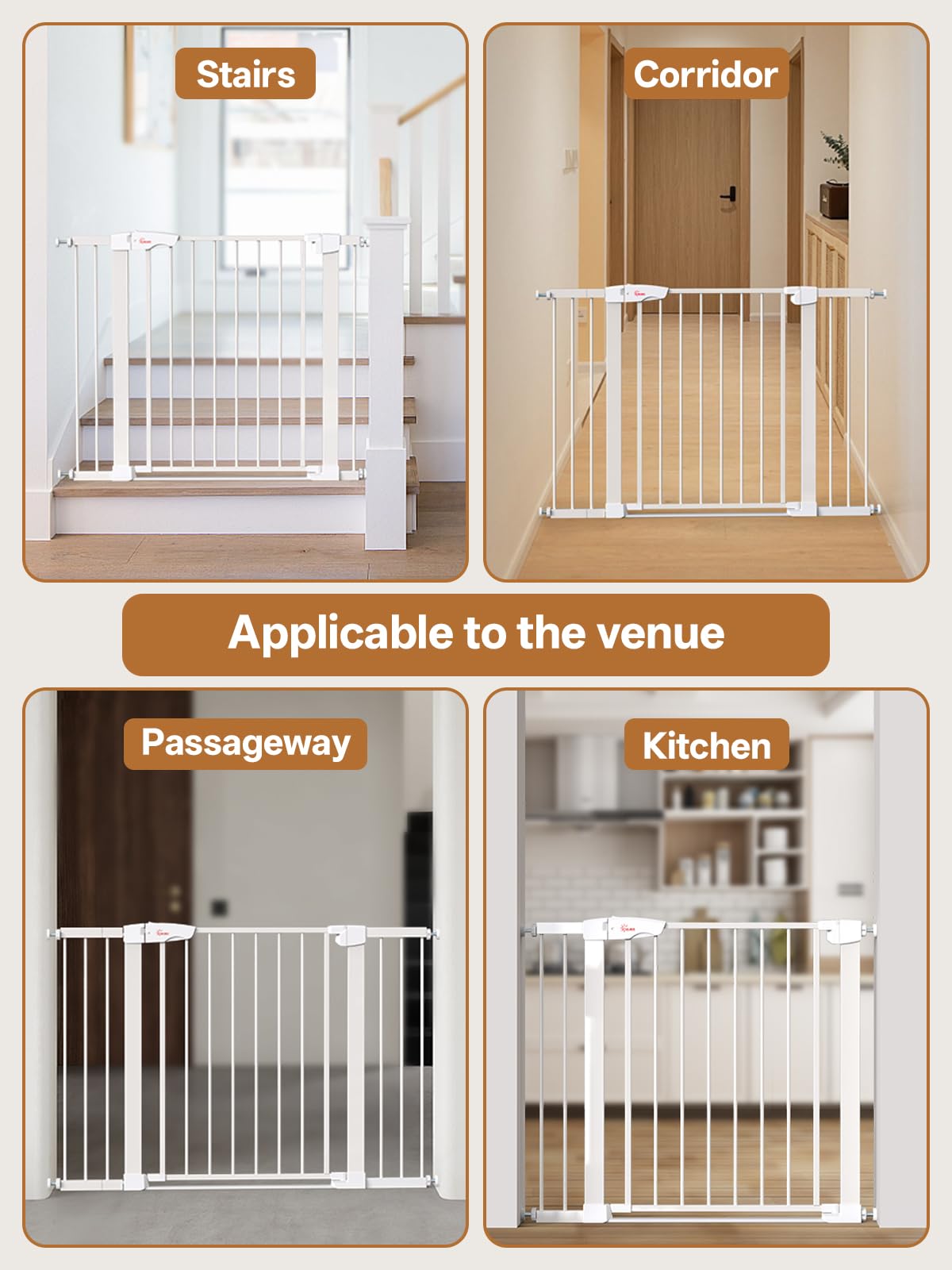 Baby Gate for Indoor Stairs & Doorways (White / 27.9-42.1")