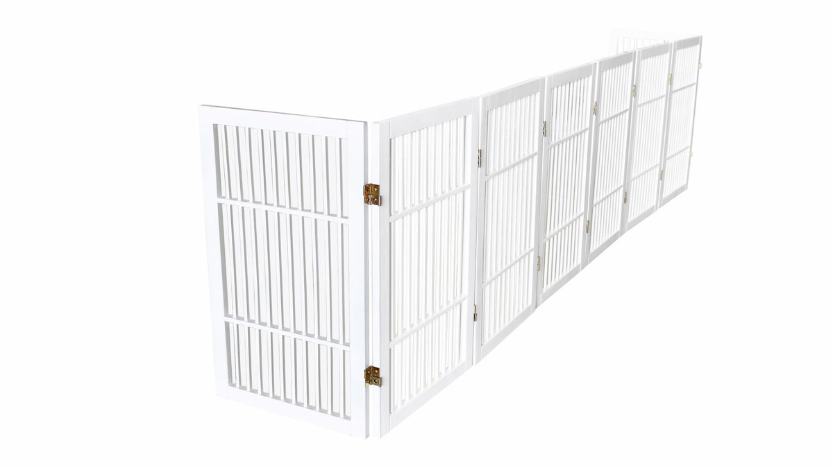 Pet Dog Gate Freestanding (8 Panel 30" Tall / White Pet Gate)
